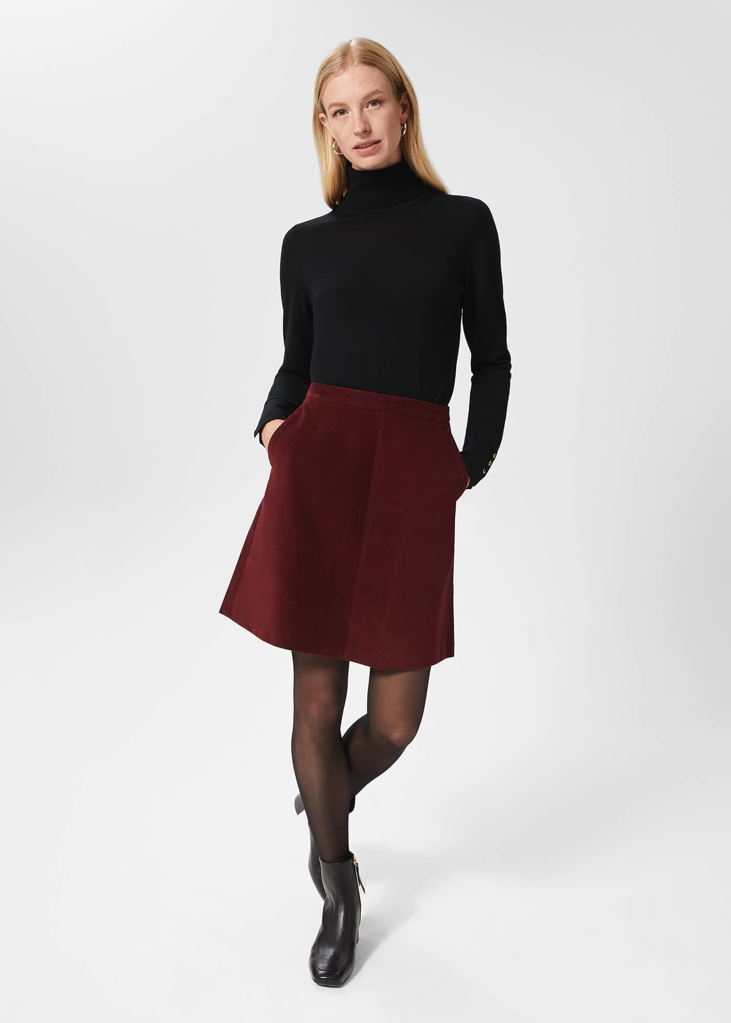 Hobbs bronte cord shop skirt dark green