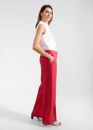 Petite Mirabel Wide Linen Pants, Raspberry Pink, hi-res