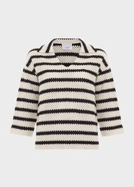 Prue Cotton Textured Jumper, Ivory Navy, hi-res