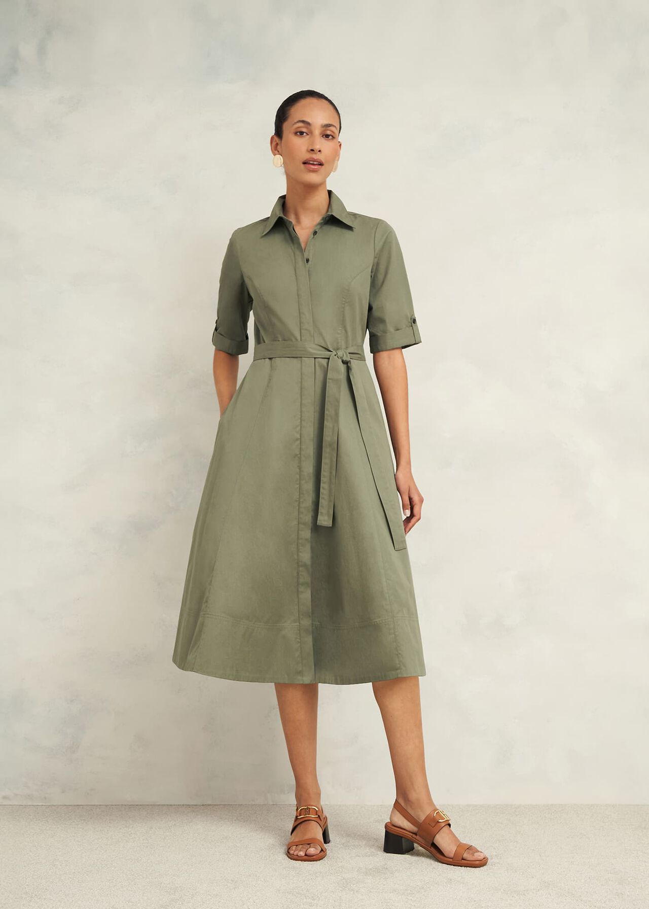 Riley Cotton Dress, Sage Green, hi-res