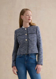 Aleena Tweed Blazer , Navy White, hi-res