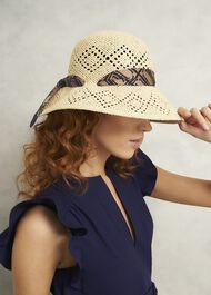 Mylie Straw Hat, Natural Navy, hi-res