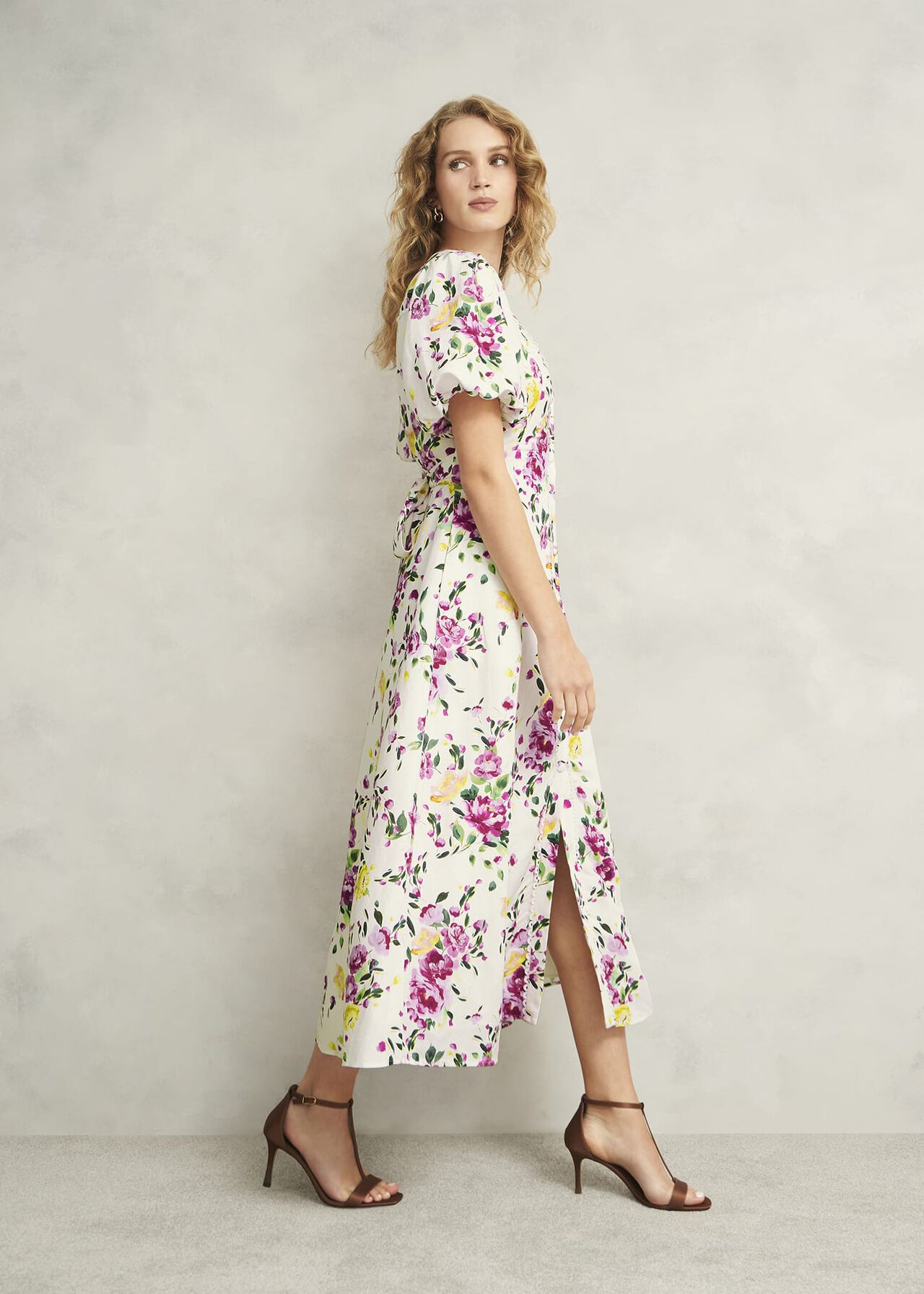 Taylor Linen Dress, Ivory Multi, hi-res