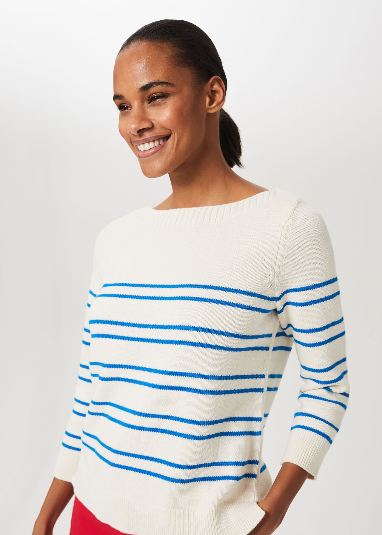 June Cotton Jumper, Ivory Riv Blue, hi-res