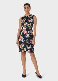 Linen Amalfi Dress, Navy Multi, hi-res