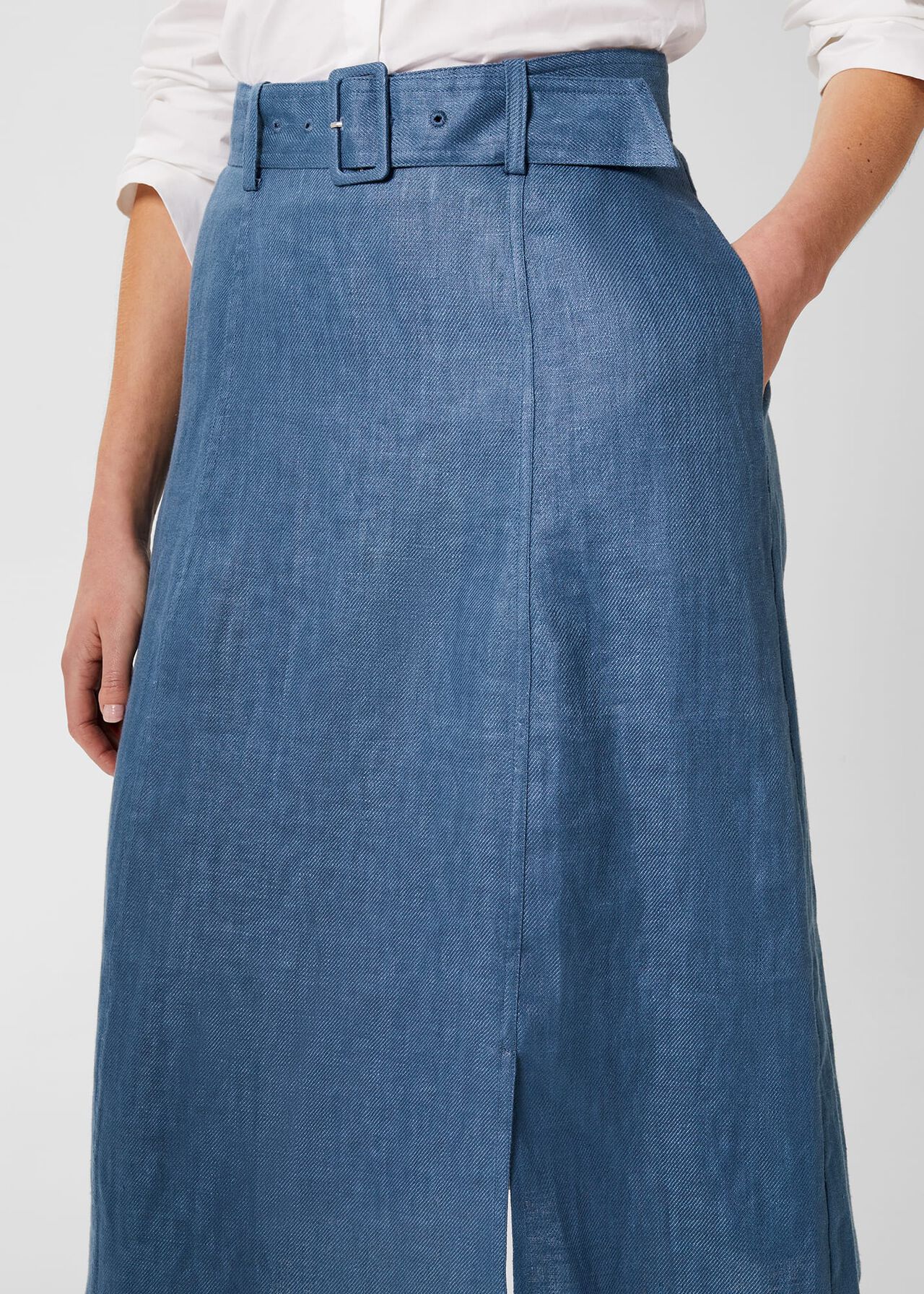 Justine Linen Skirt , Blue, hi-res