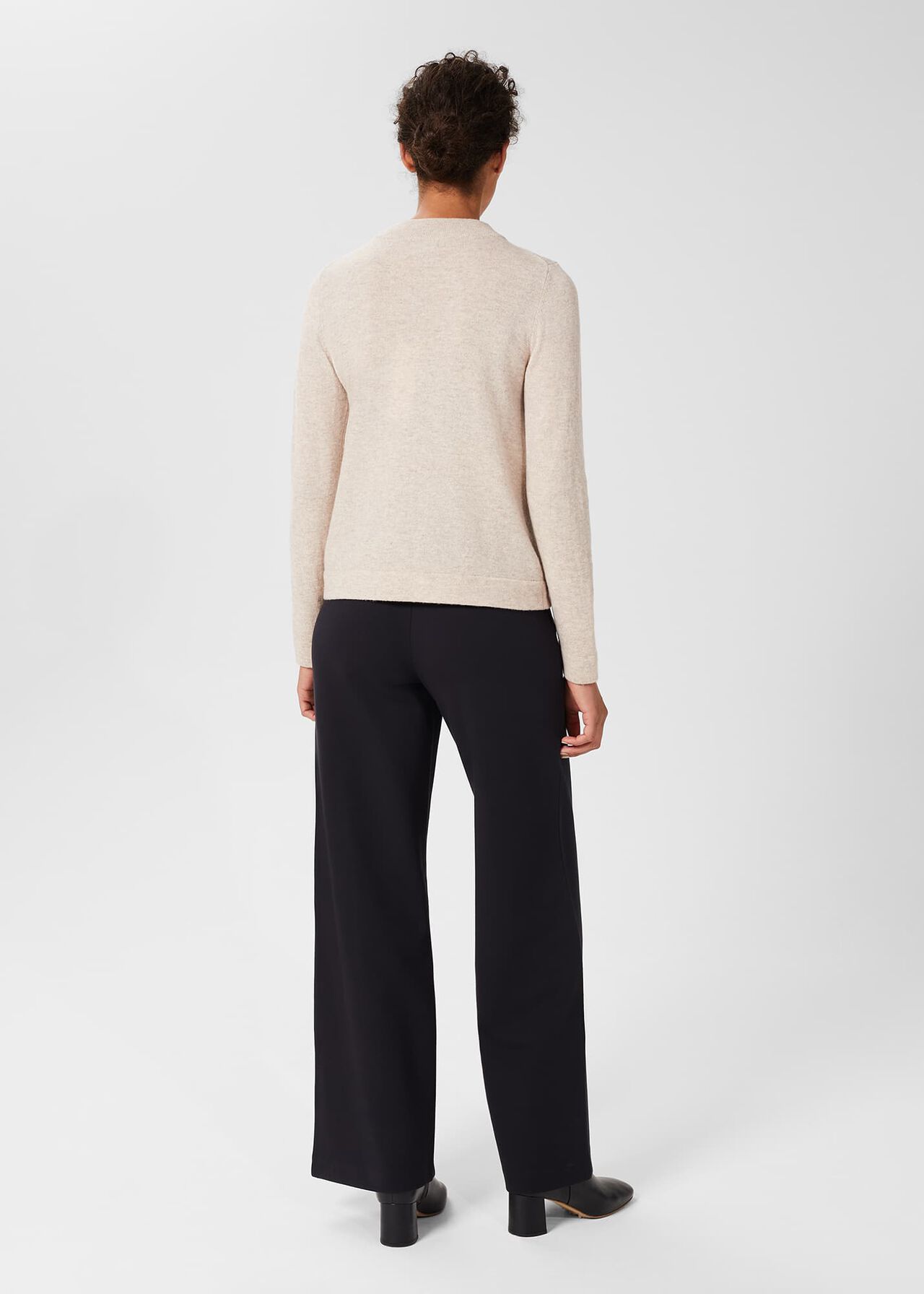 Pippa Jersey Wide Leg Trousers, Navy, hi-res