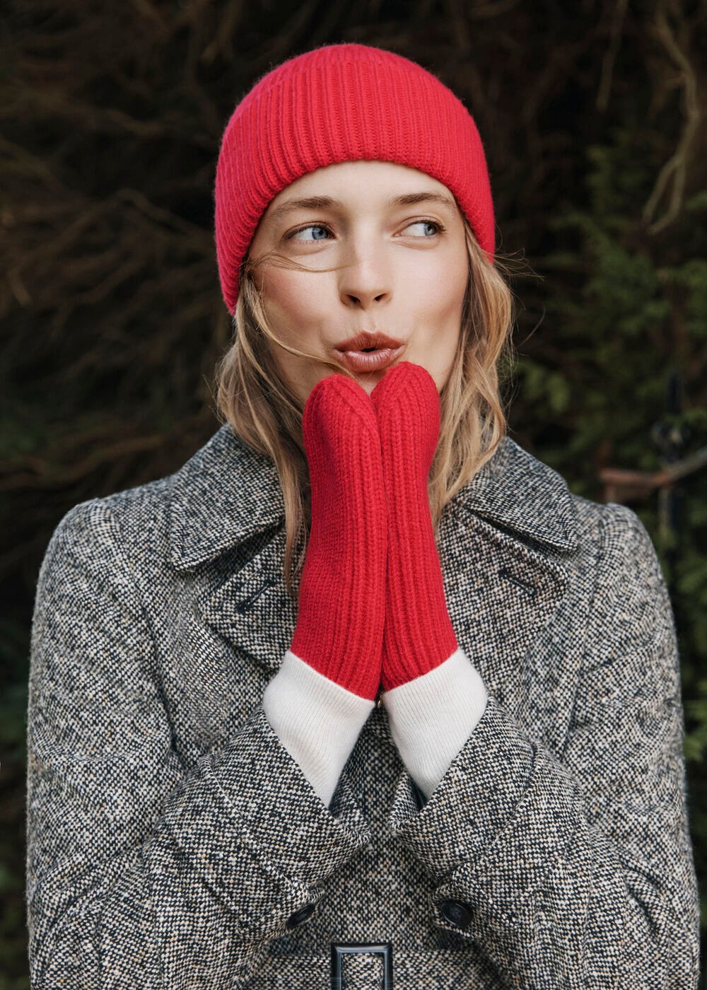 Philipa Knit Hat With Wool , Red, hi-res