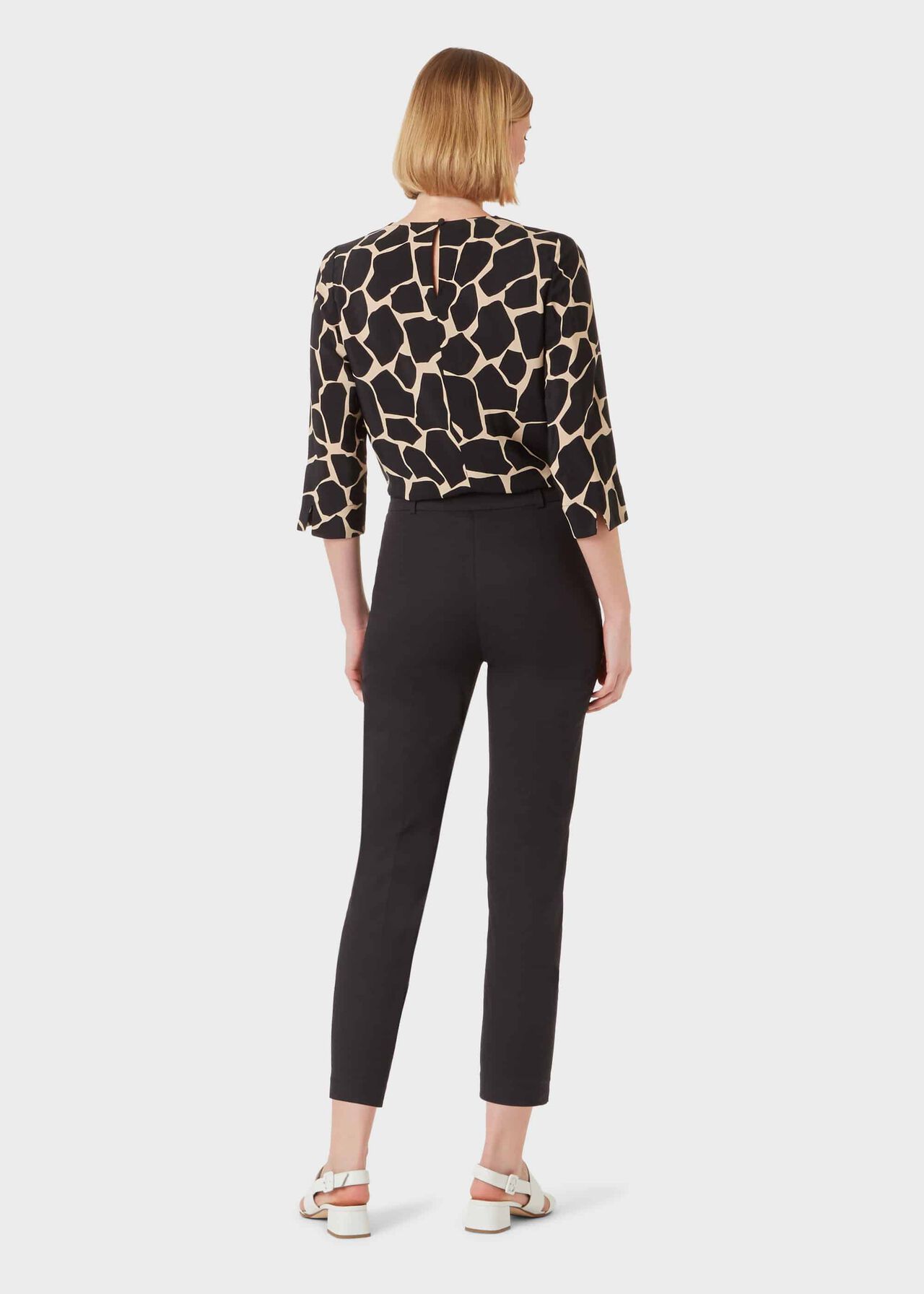 Mallory Cotton Blend Capri Trousers With Stretch, Black, hi-res
