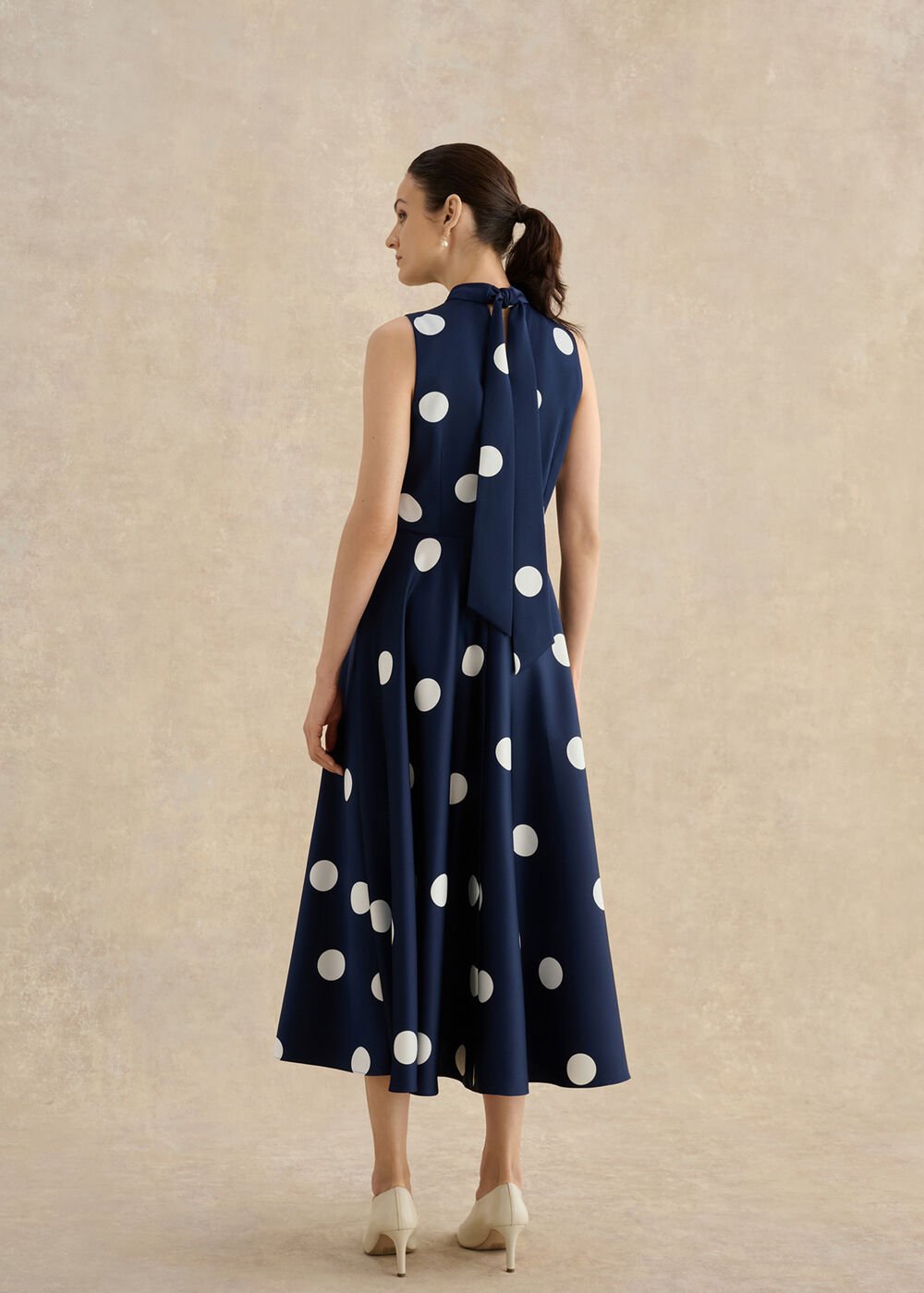 Mia Satin Spot Dress, Midnight Ivory, hi-res