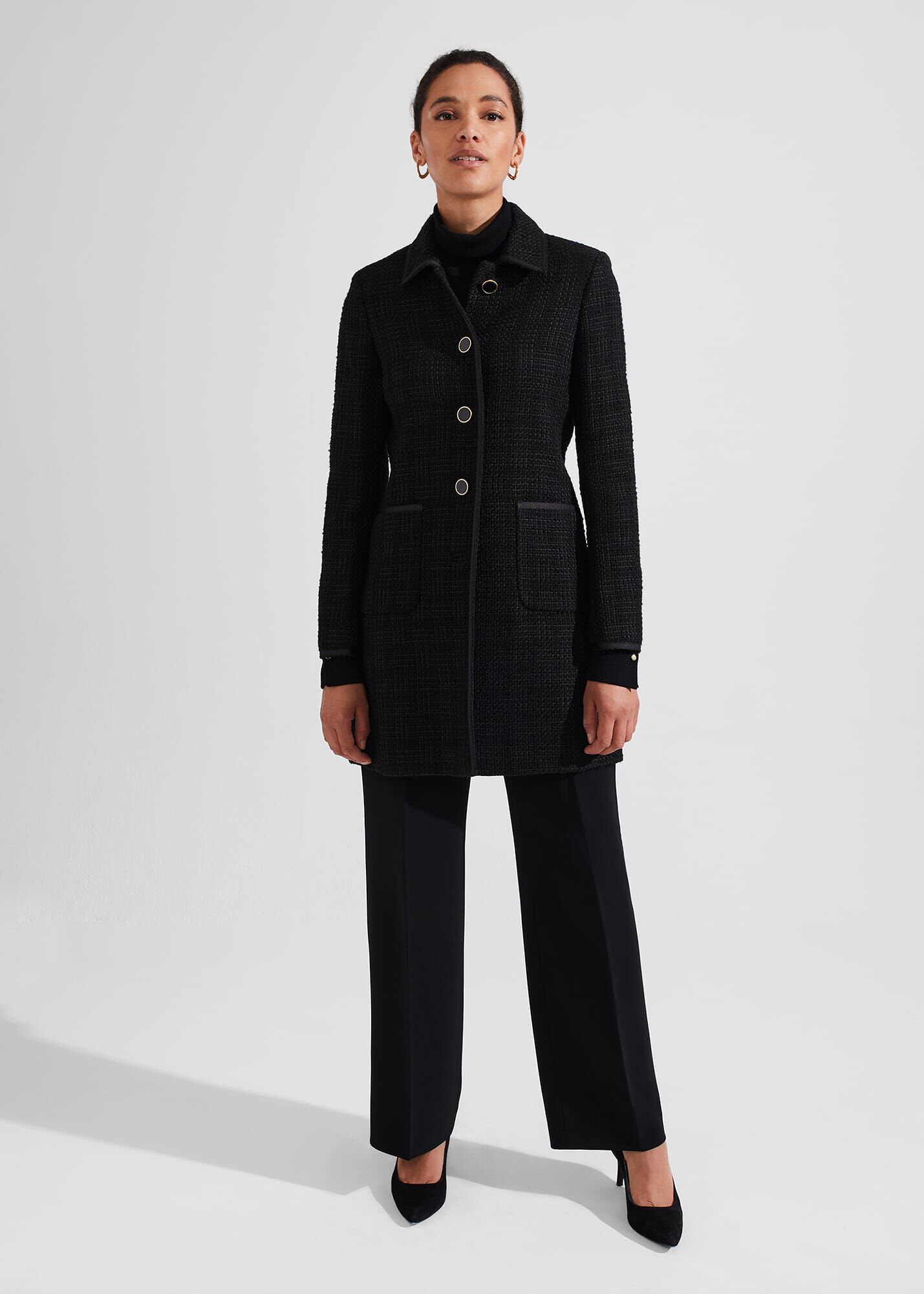 Hobbs black wool coat online