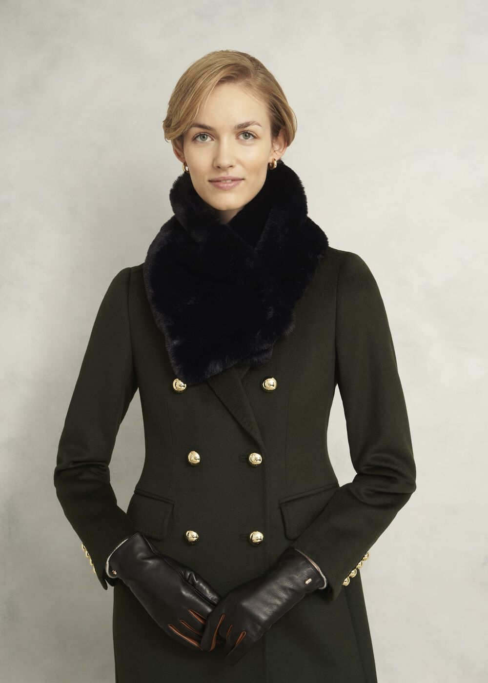 Christie Faux Fur Scarf, Black, hi-res