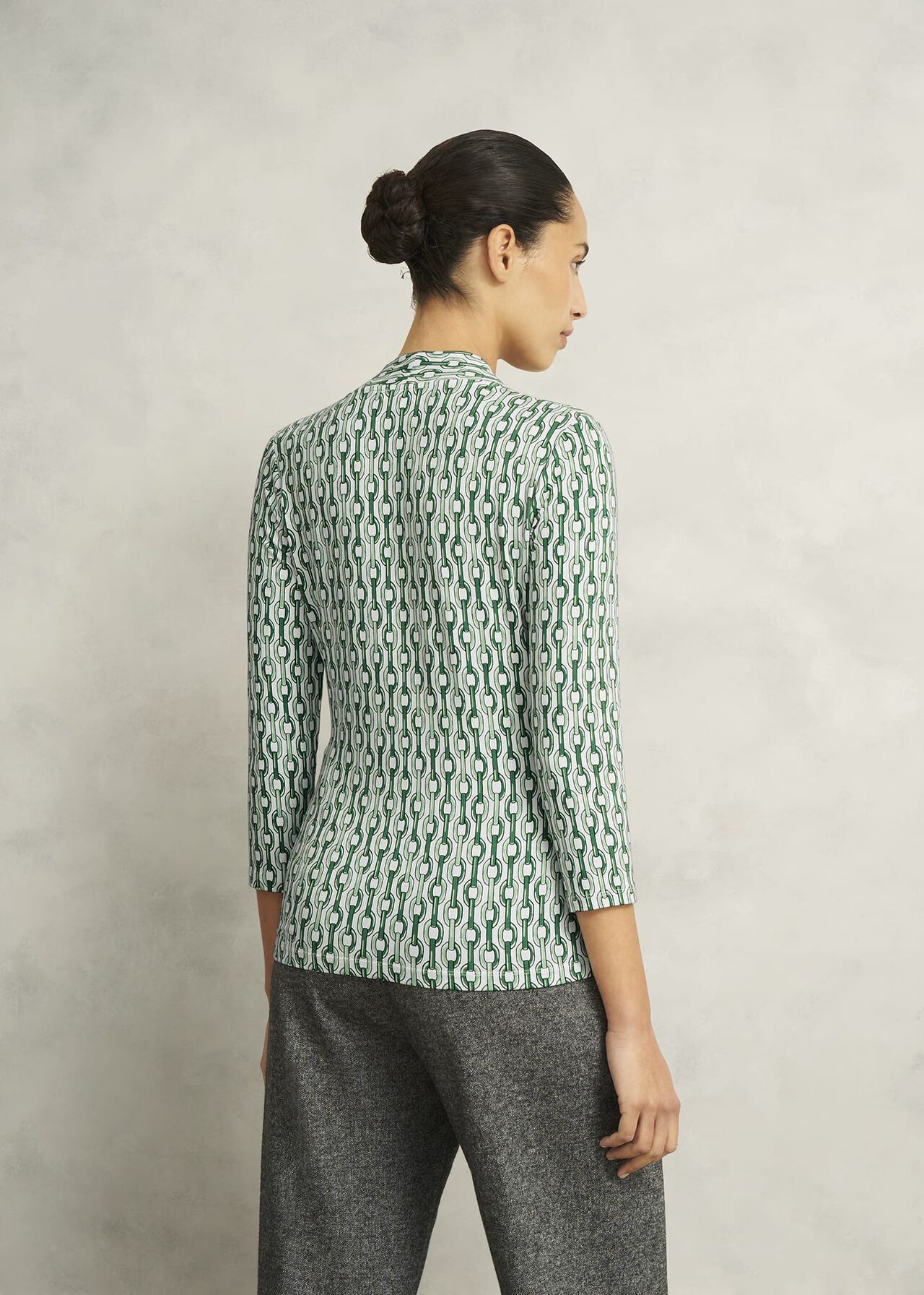 Aimee Printed Top, Green Ivory, hi-res