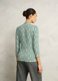 Aimee Printed Top, Green Ivory, hi-res