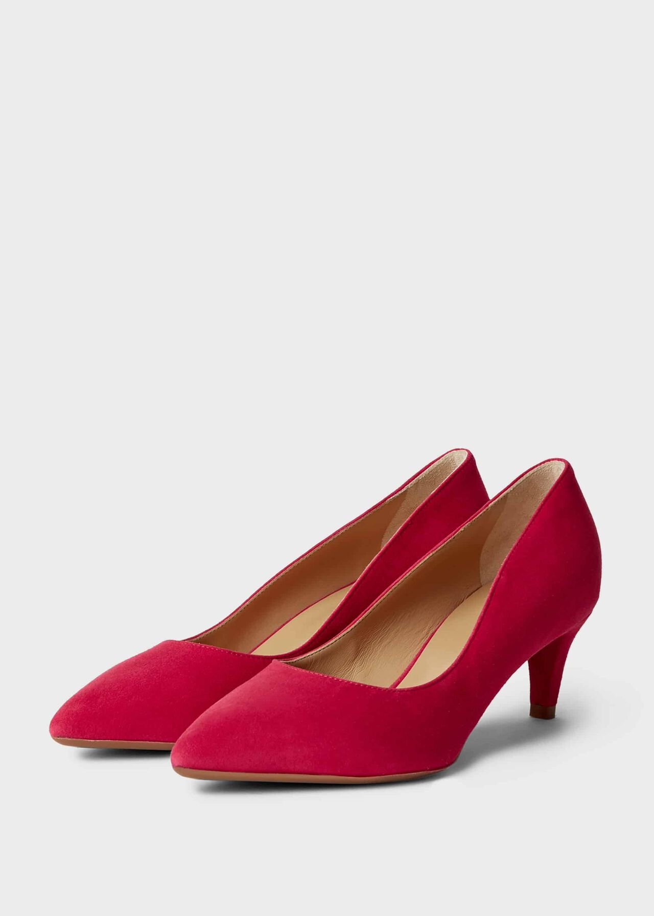 Polly Suede Kitten Heel Court Shoes, Peony, hi-res