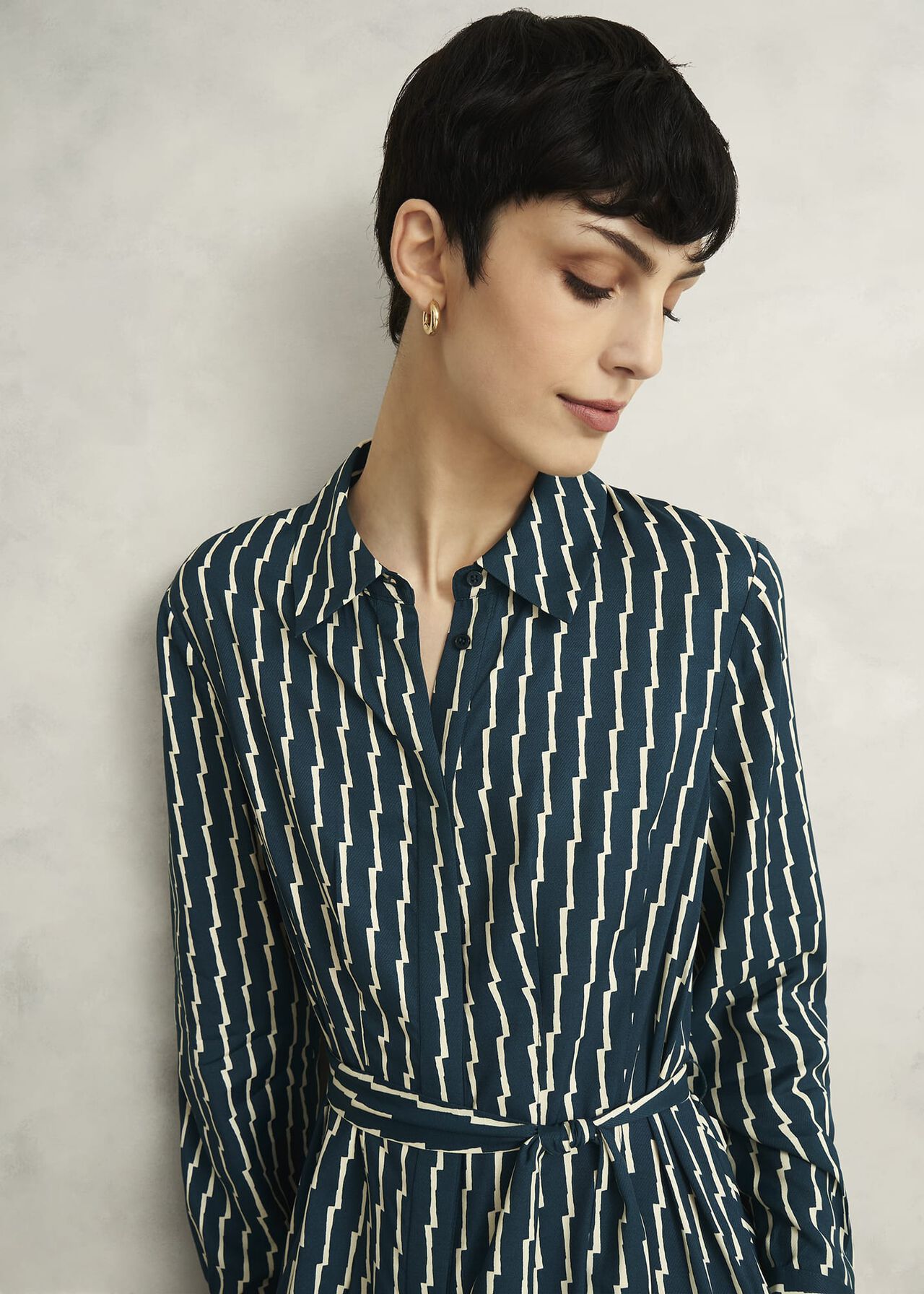 Serpentine Shirt Dress, Green Cream, hi-res