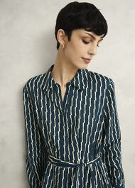Serpentine Shirt Dress, Green Cream, hi-res