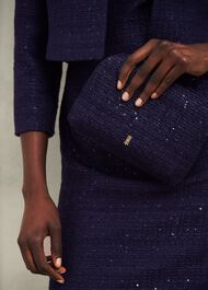 Milan Tweed Clutch Bag, Midnight, hi-res