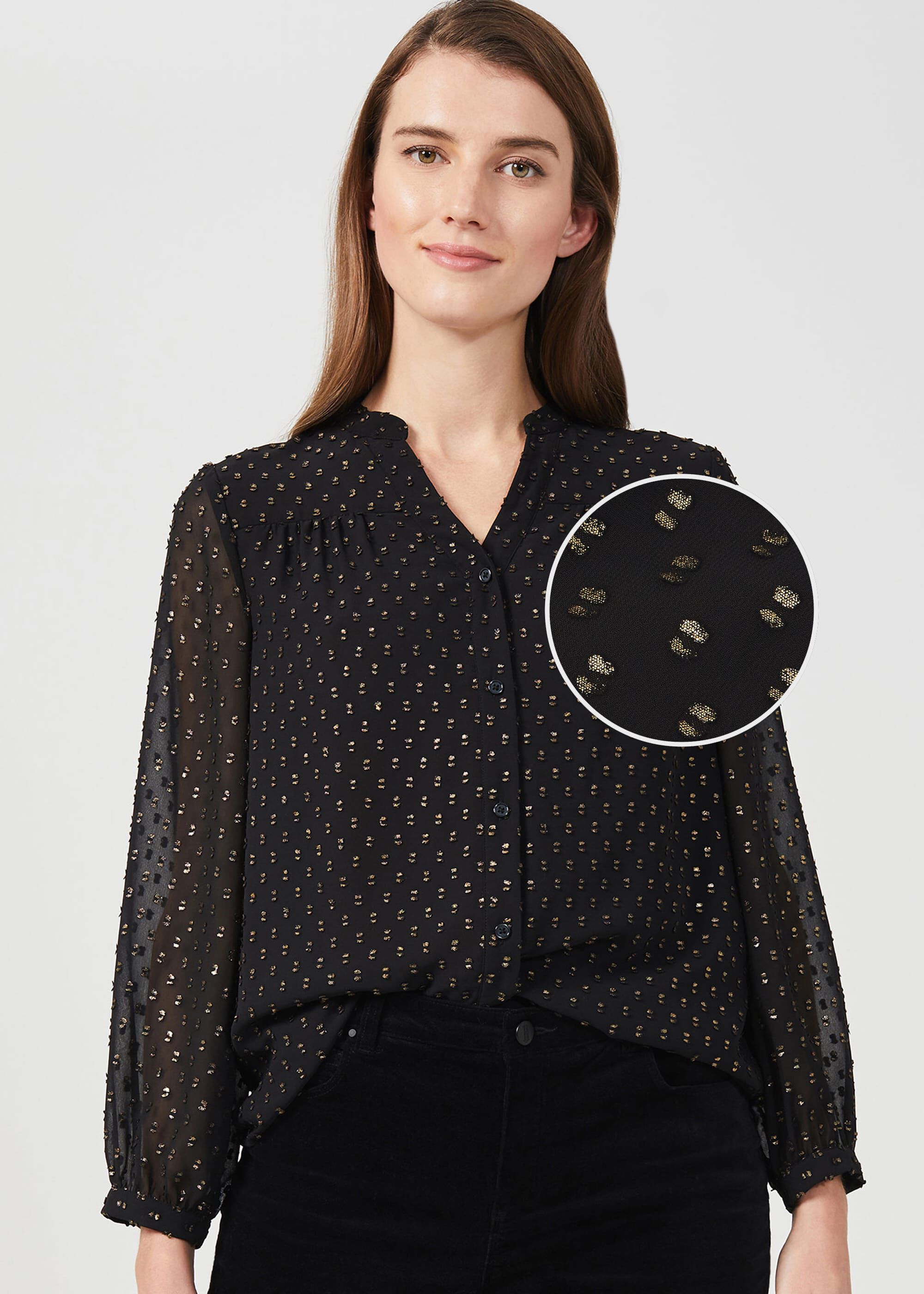 hobbs polka dot blouse