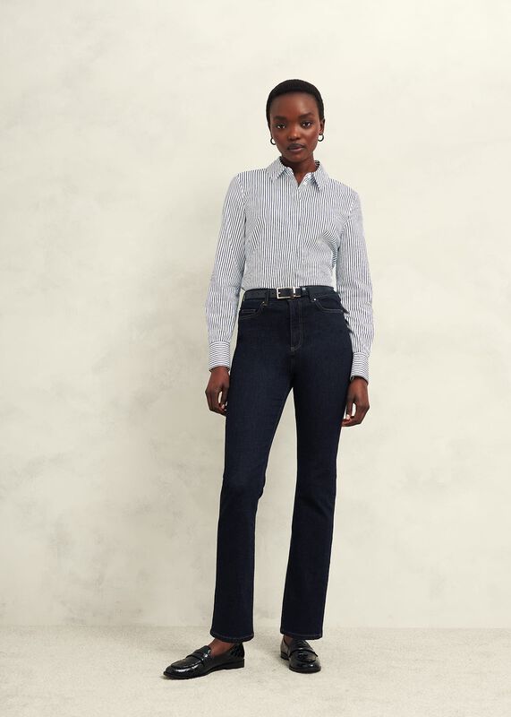 Victoria Cotton Blend Shirt, Blue White Victoria Cotton Blend Shirt