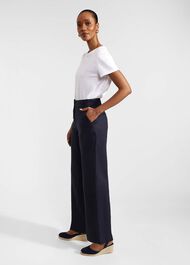 Petite Lynn Linen Trousers, Navy, hi-res