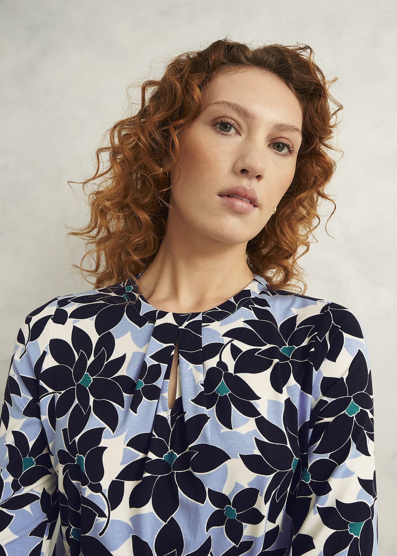 Julia Printed Top, Blue Multi, hi-res