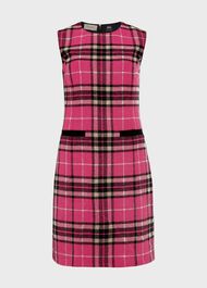 Margot Wool Check Shift Dress, Pink Navy, hi-res
