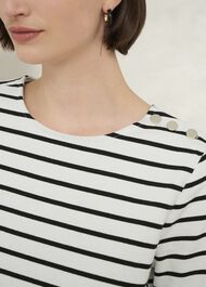 Bethan Cotton Stripe Top, Ivory Black, hi-res