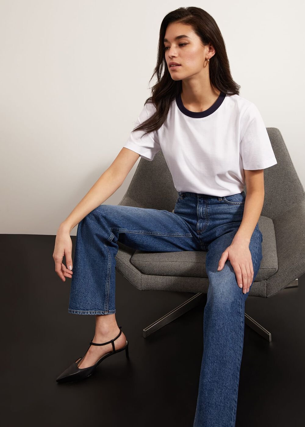 Holbrook Cotton T-Shirt, Ivory Navy, hi-res