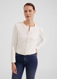 Michelle Cotton Cardigan, Ivory, hi-res