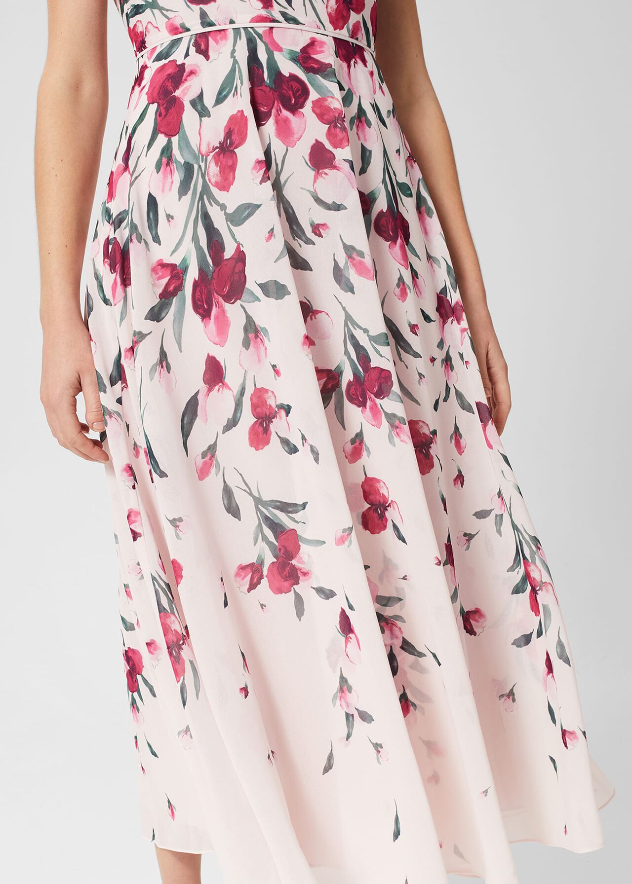 Petite Carly Floral Midi Dress, Pink Multi, hi-res