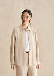 Hadley Linen Pinstripe Shirt, Neutral Ivory, hi-res