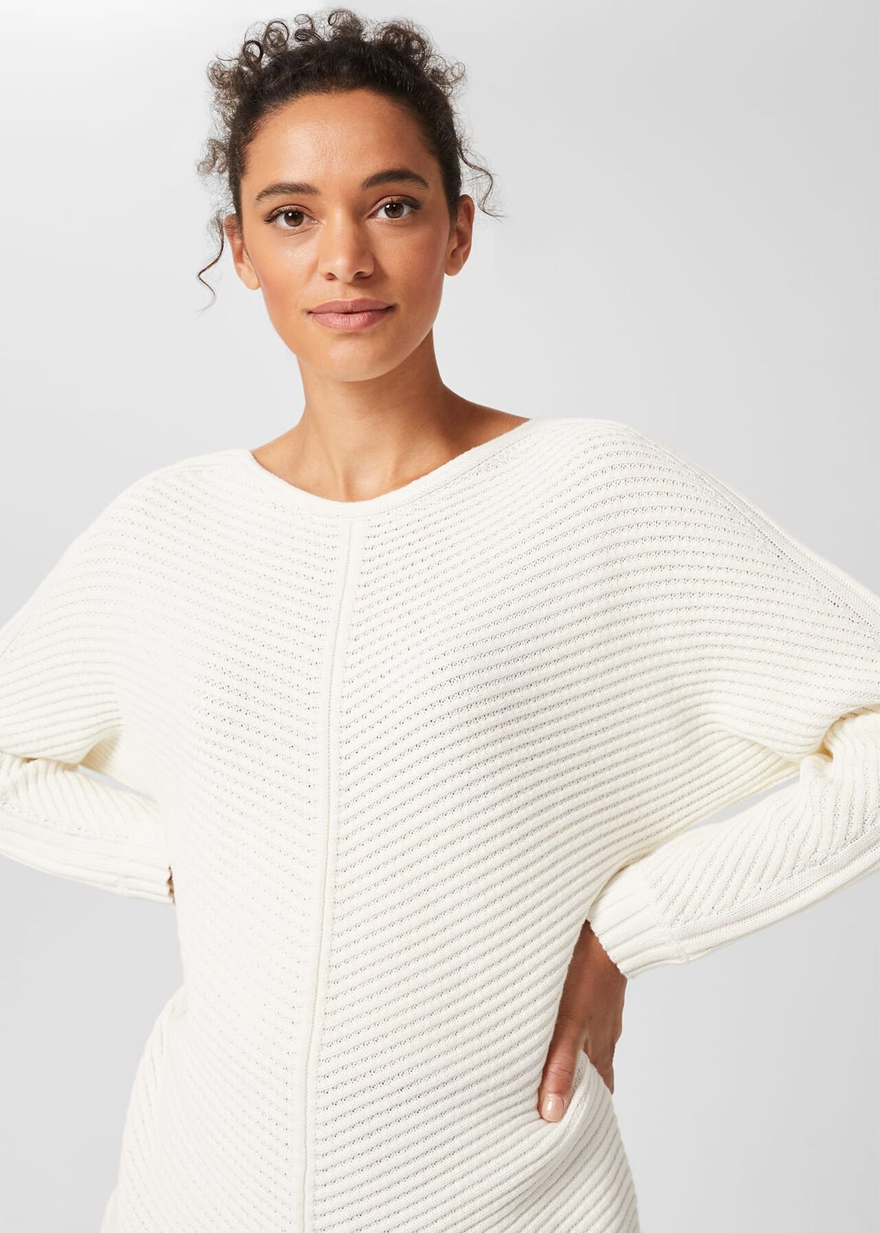 Mona Cotton Batwing Sweater, Ivory, hi-res