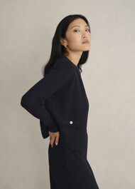 Petra Knitted Jacket, Hobbs Navy, hi-res