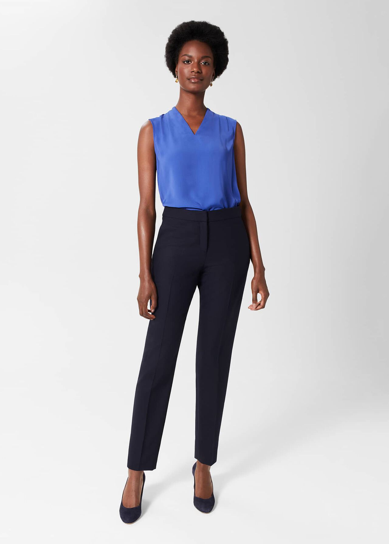Gael Wool Blend Trousers, Navy, hi-res