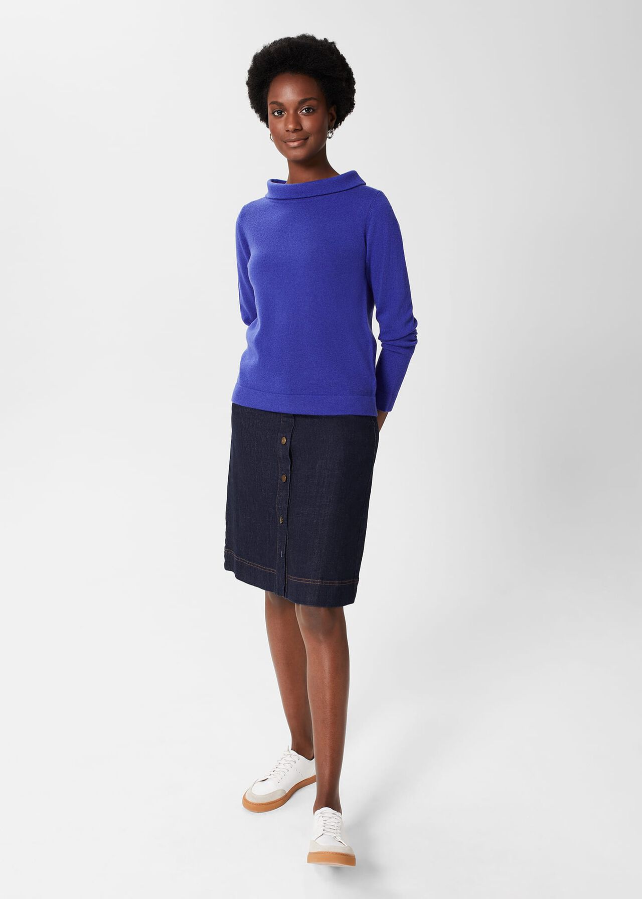 Audrey Wool Cashmere Sweater, Rich Cobalt, hi-res