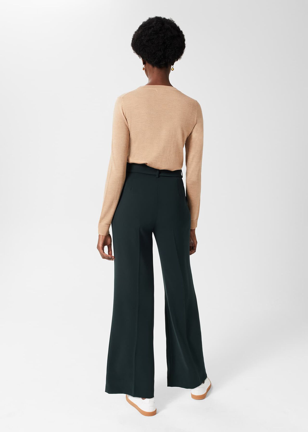 Drew Wide Trousers, Deep Pine Green, hi-res