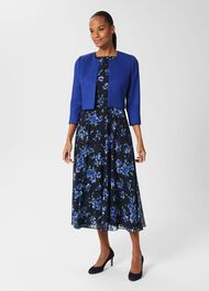Petite Carly Floral Midi Dress , Navy Blue, hi-res