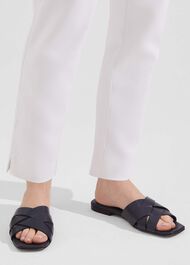 Annie Flat Sandal, Navy, hi-res