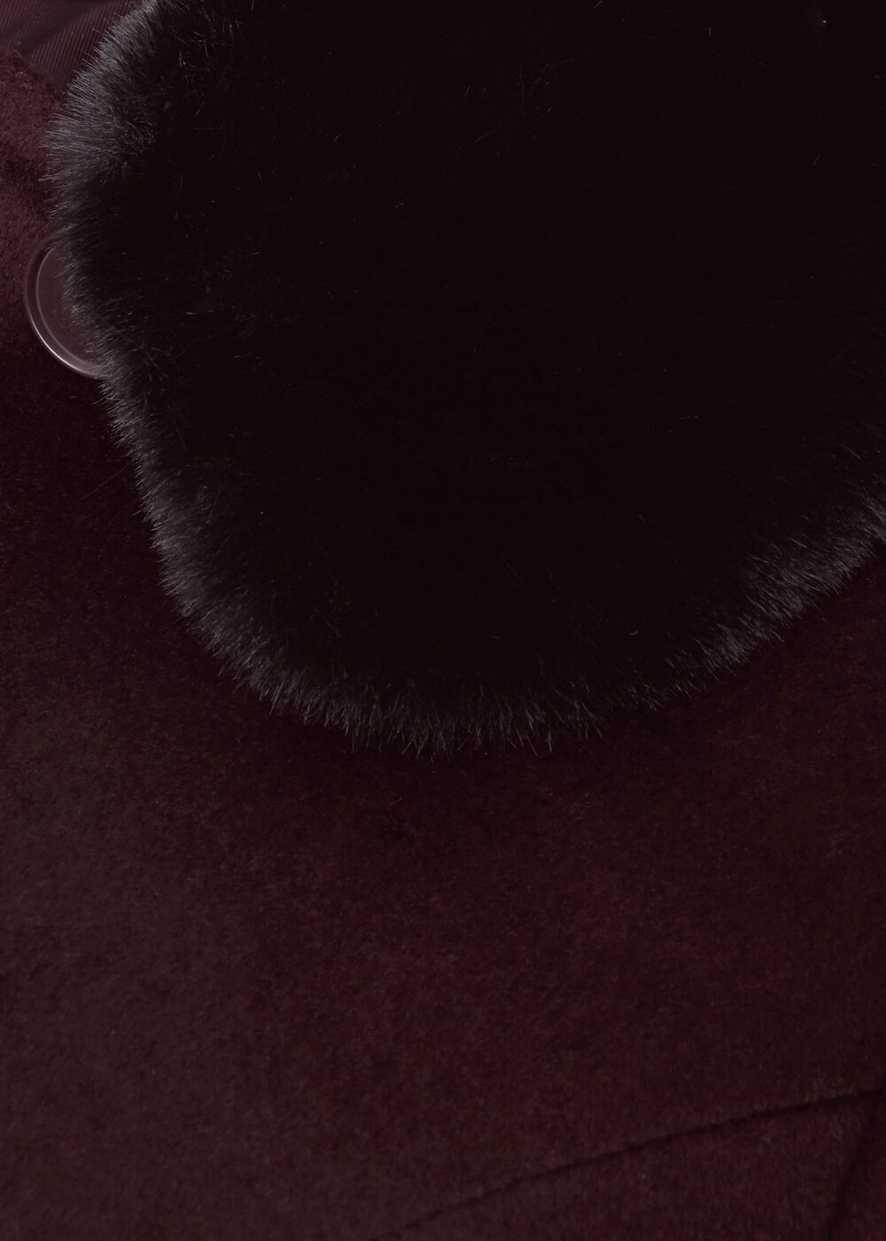 Edeline Wool Coat With Faux Fur Collar, Wine, hi-res