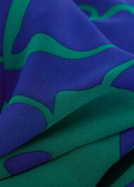 Elizabeth Printed Wrap Blouse, Blue Green, hi-res