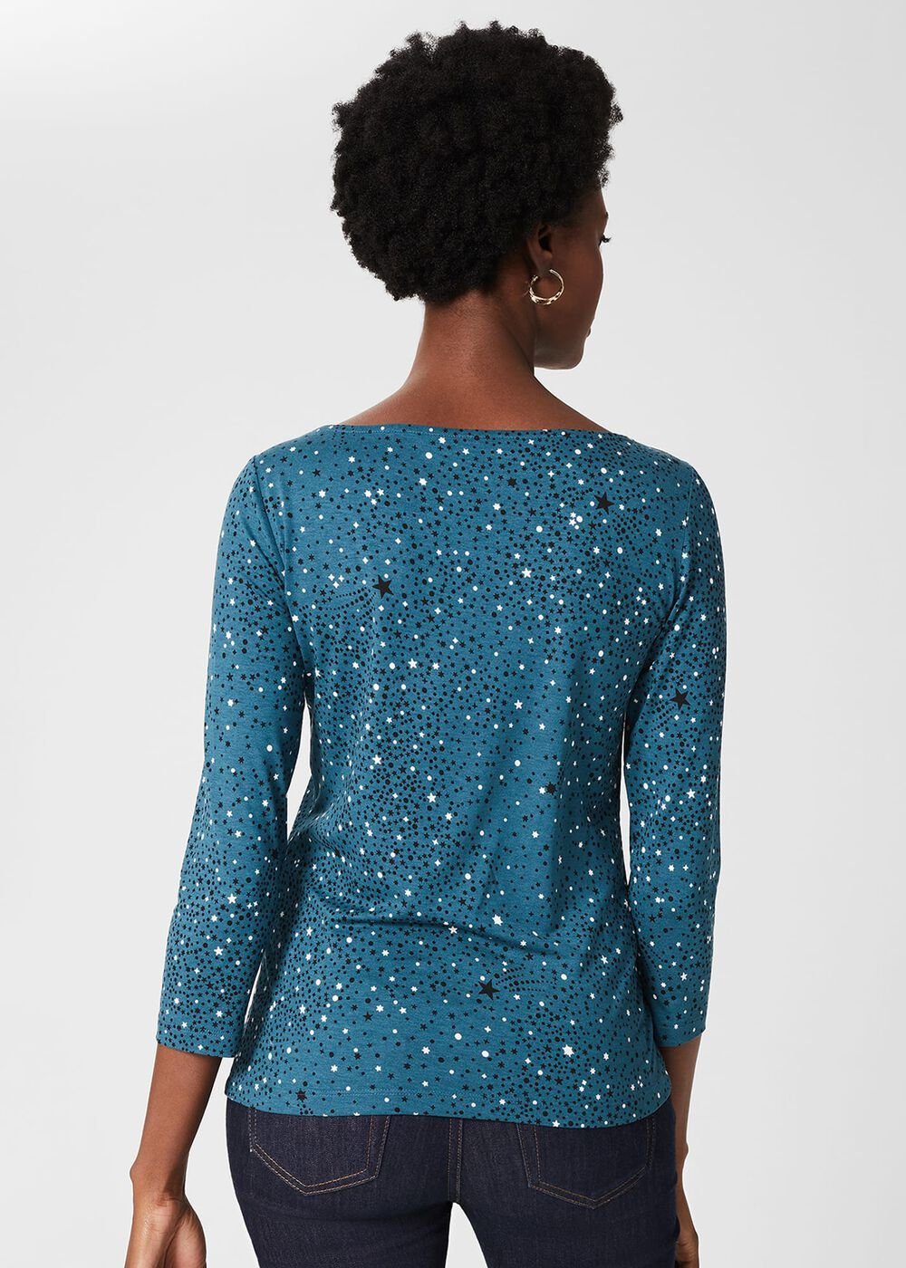 Sonya Printed Top, Dark Blue, hi-res