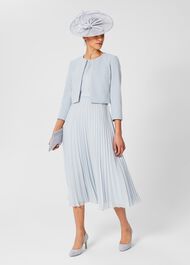 Blythe Pleated Fit And Flare Dress, Celeste Blue, hi-res