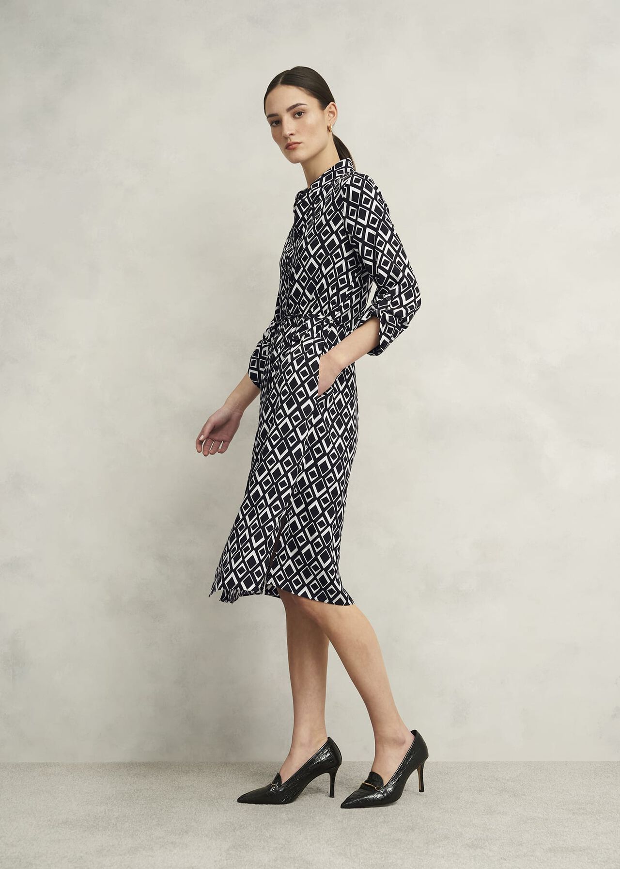 Petite Cali Dress, Navy Ivory, hi-res