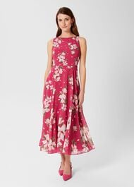 Carly Floral Midi Dress, Pink Multi, hi-res