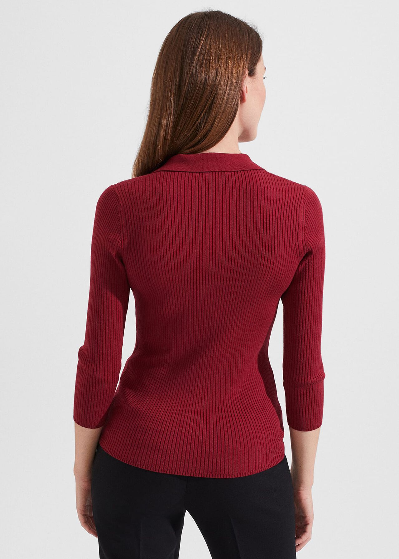 Edie Knitted Shirt, Rhubarb Red, hi-res