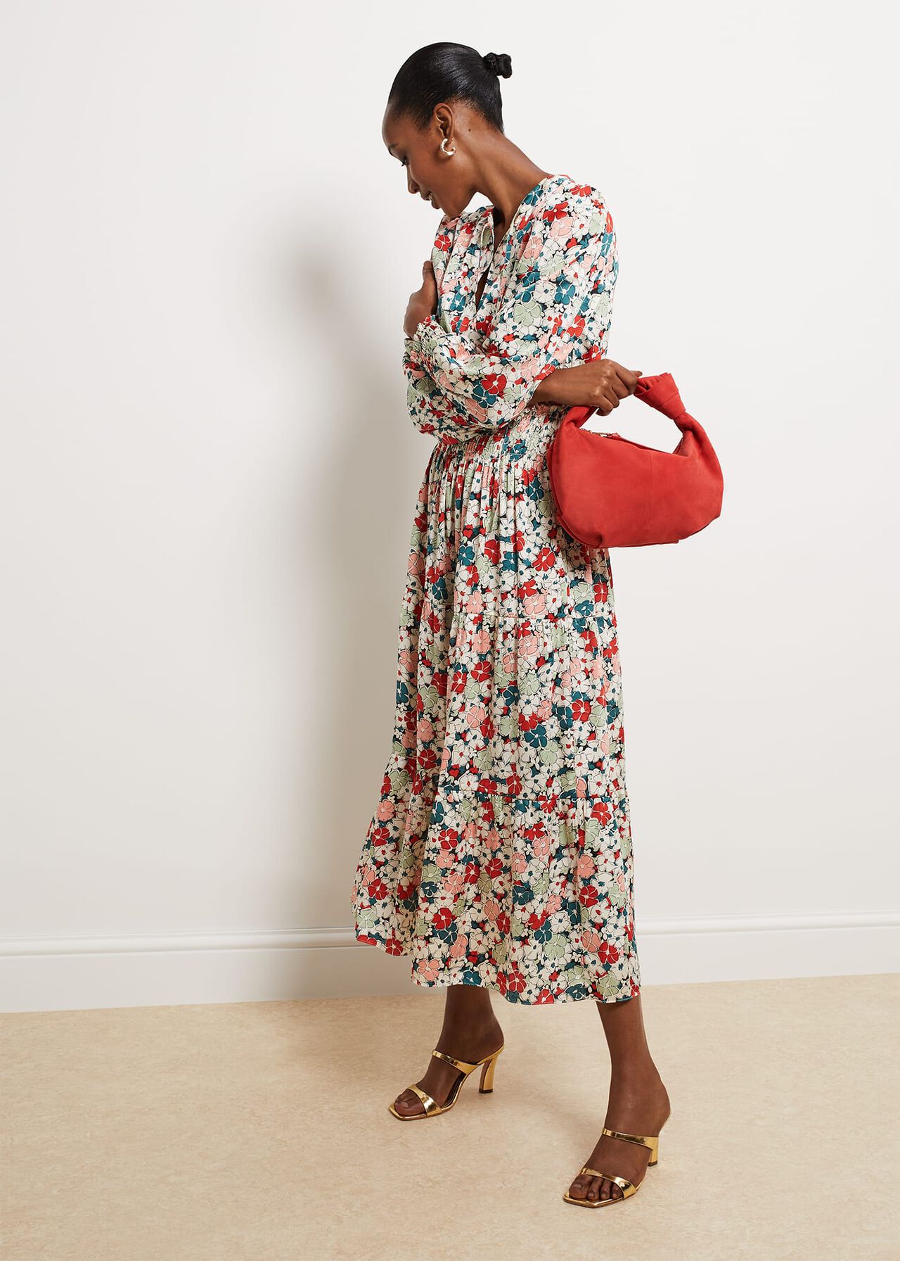 Fairfax Floral Fit And Flare Dress, Green Red Multi, hi-res