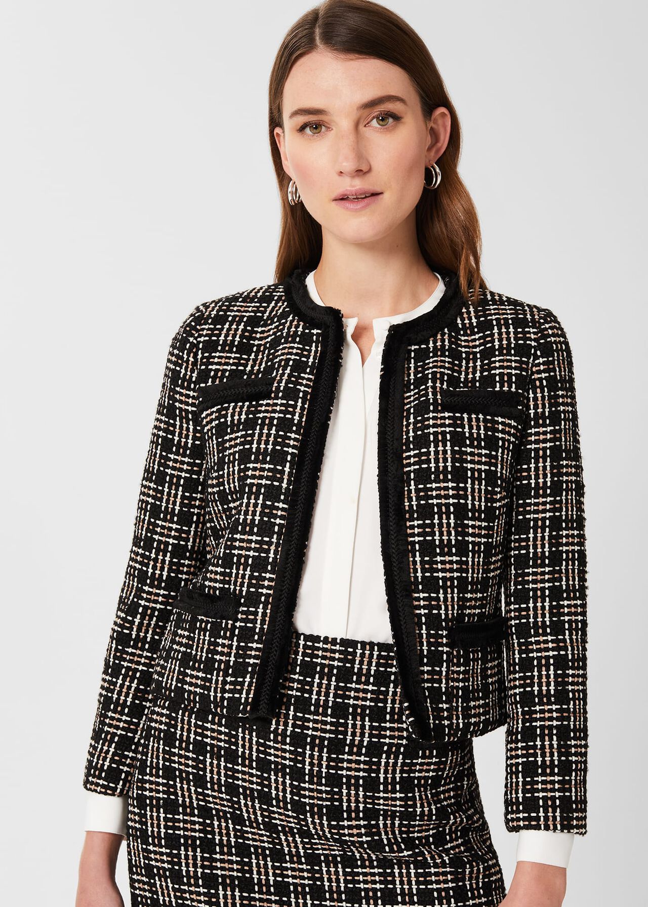 Alexis Tweed Jacket, Black Ivory, hi-res