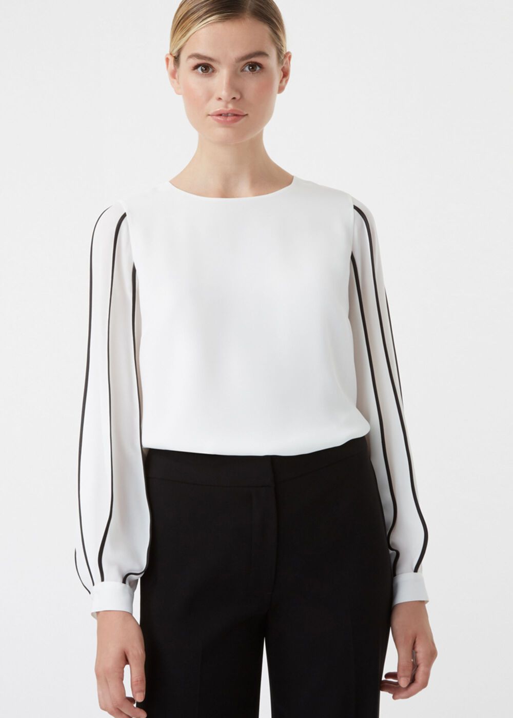 Aisha Blouse, Ivory Black, hi-res