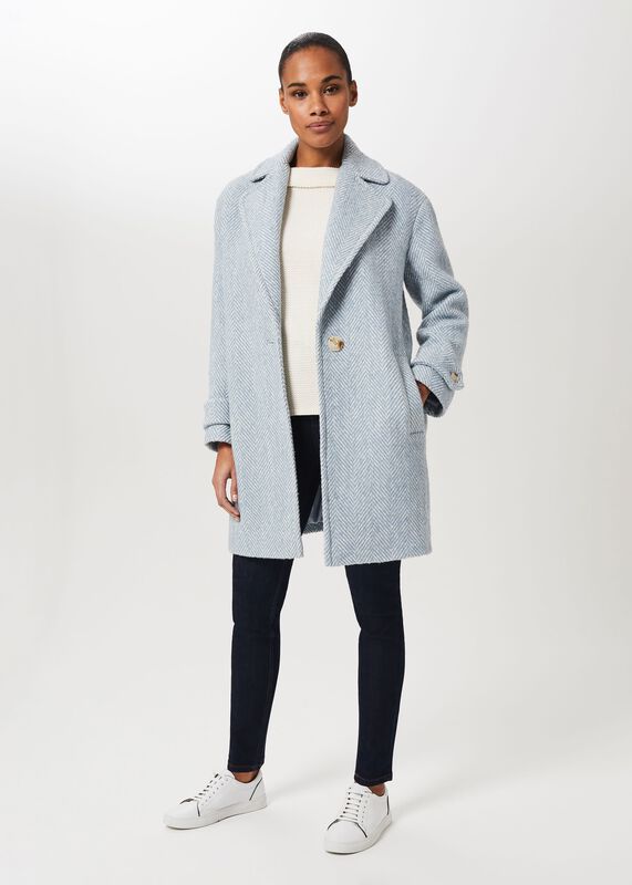 Petite Carmen Herringbone Coat With Wool
